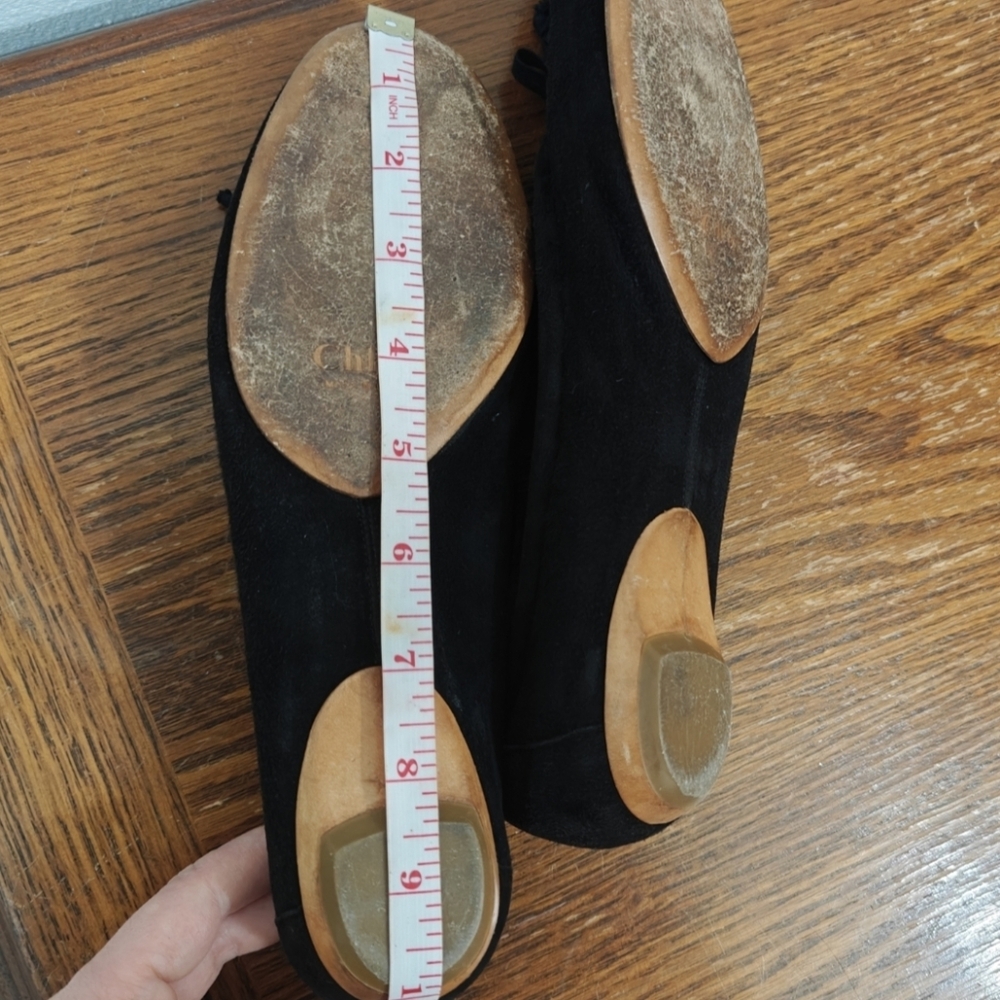 Vintage Chloé Phoebe Philo Black Suede Ballet Flats 37.5 Classic Danity Luxury - Picture 12 of 13